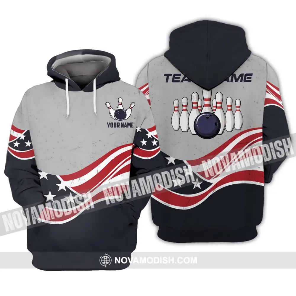 Unisex Shirt - Custom Name Shirt - Team Name Shirt America Bowling Hoodie / S T-shirt