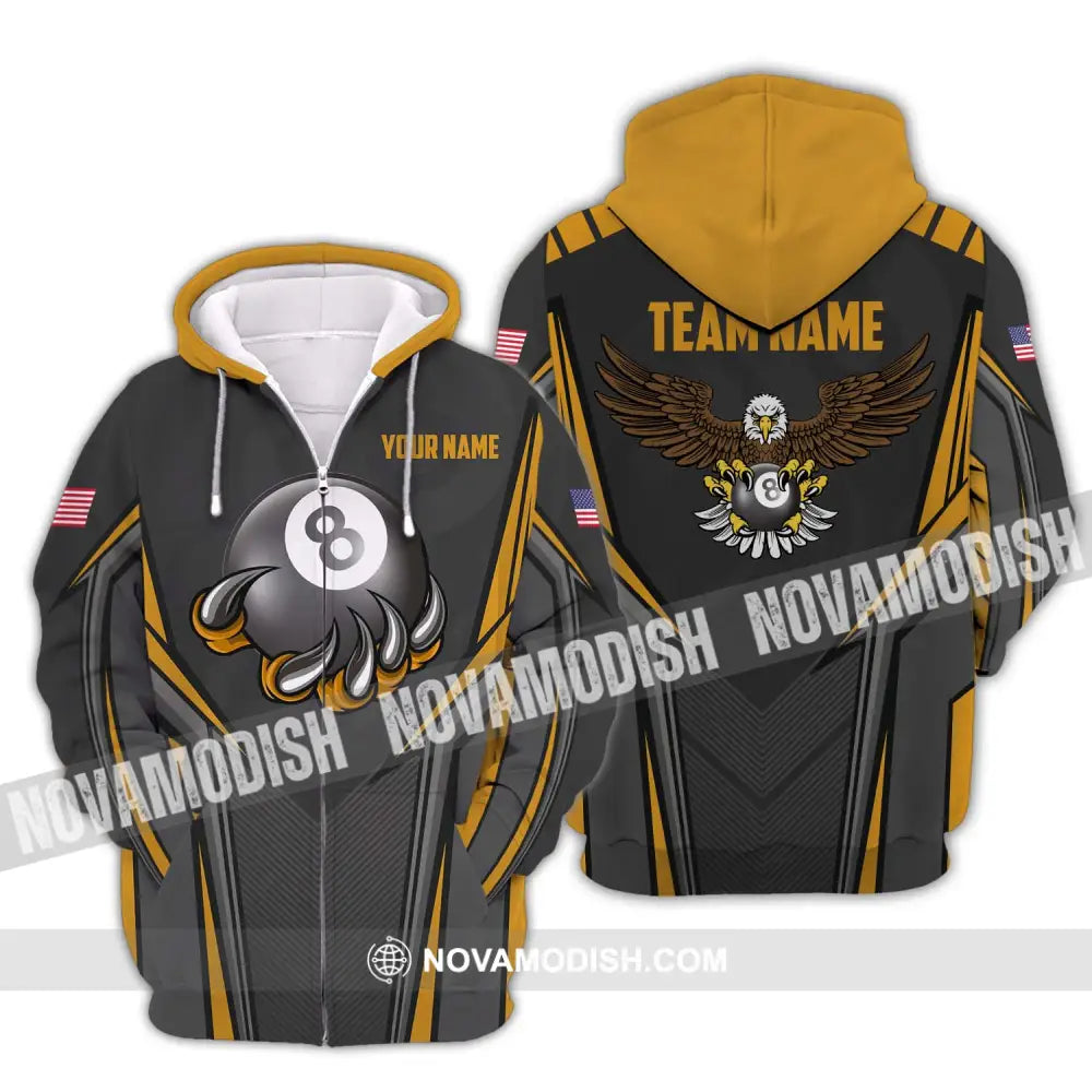 Unisex Shirt - Custom Name Shirt - Team Name Shirt Billiard Eagle Ball Zipper Hoodie / S T-shirt