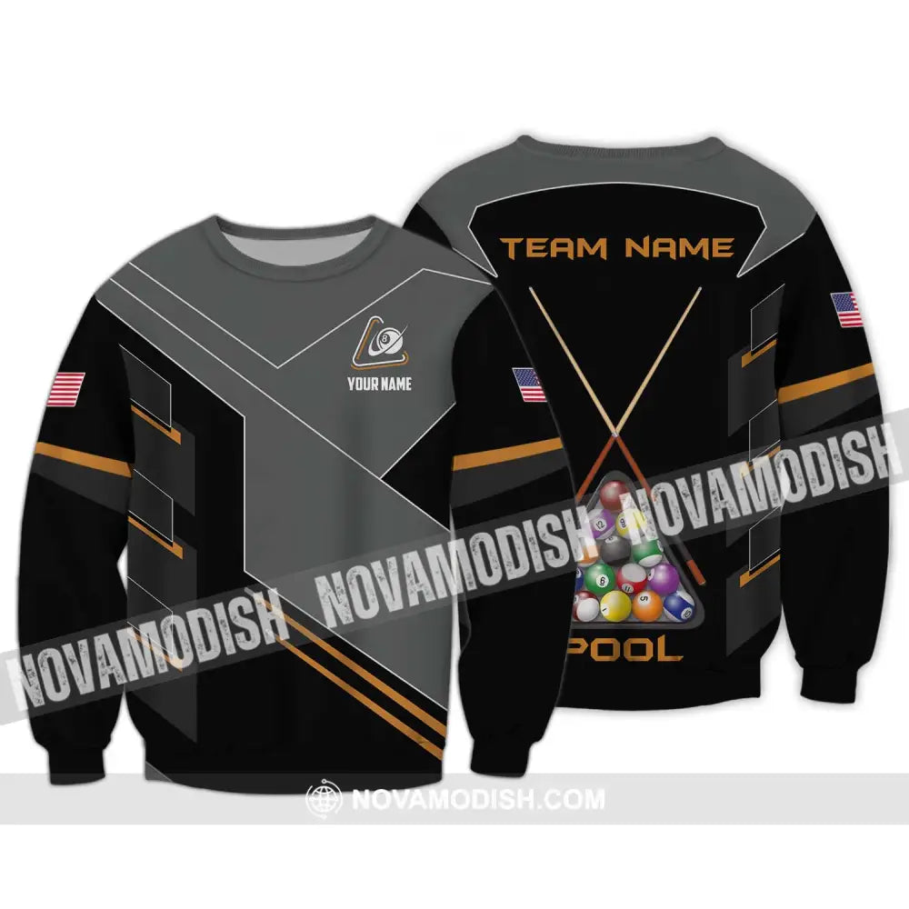 Unisex Shirt - Custom Name Shirt - Team Name Shirt Billiard Pool Long Sleeve / S T-shirt