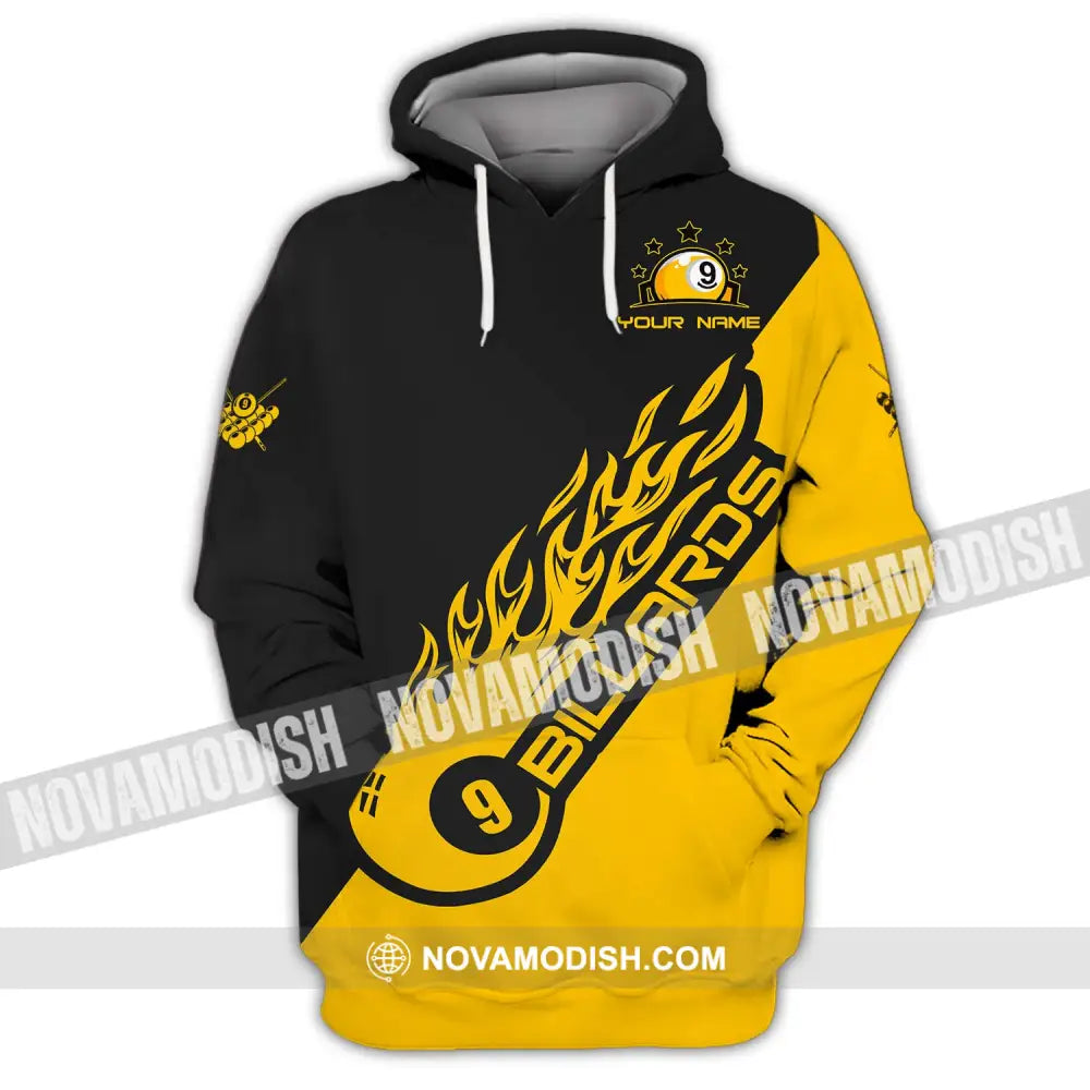 Unisex Shirt - Custom Name Shirt - Team Name Shirt Billiard Yellow Fire Hoodie / S T-shirt