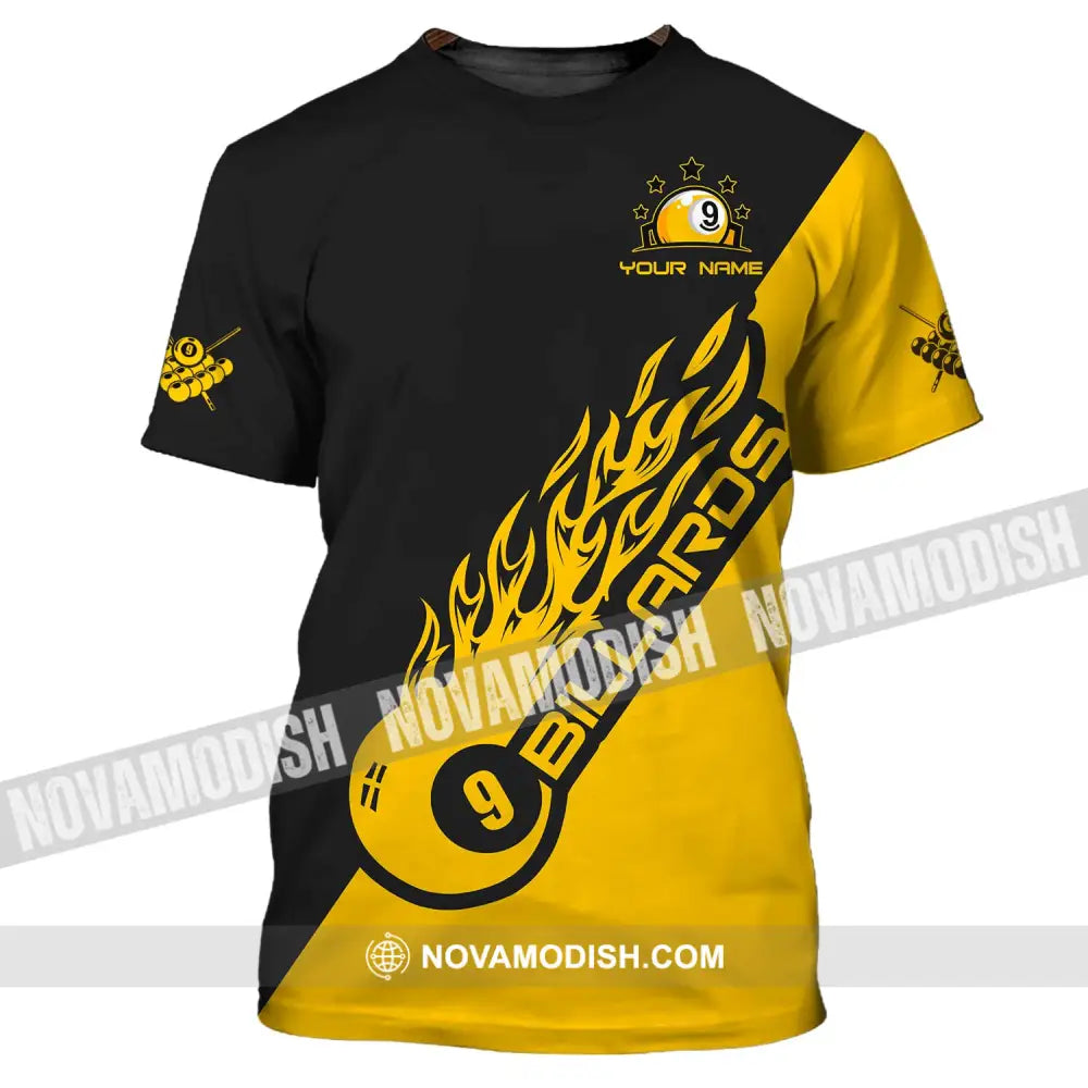 Unisex Shirt - Custom Name Shirt - Team Name Shirt Billiard Yellow Fire T-Shirt / S T-shirt