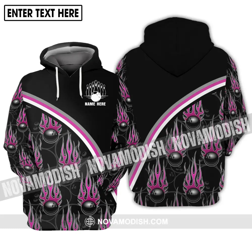 Unisex Shirt - Custom Name Shirt - Team Name Shirt Purple Fire Black Billiard Ball Hoodie / S T-shirt