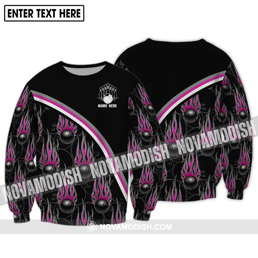 Unisex Shirt - Custom Name Shirt - Team Name Shirt Purple Fire Black Billiard Ball Long Sleeve / S T-shirt