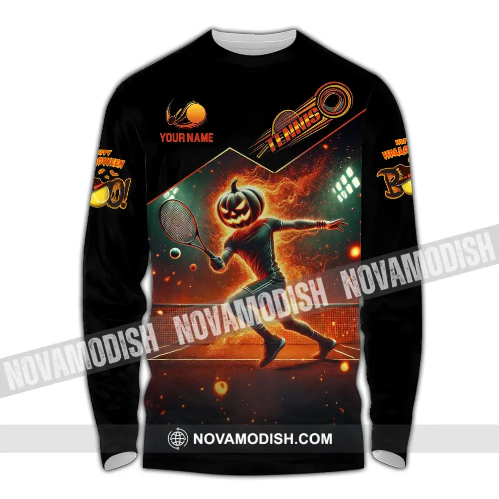 Unisex Shirt - Custom Name Tennis Halloween Long Sleeve / S T-Shirt