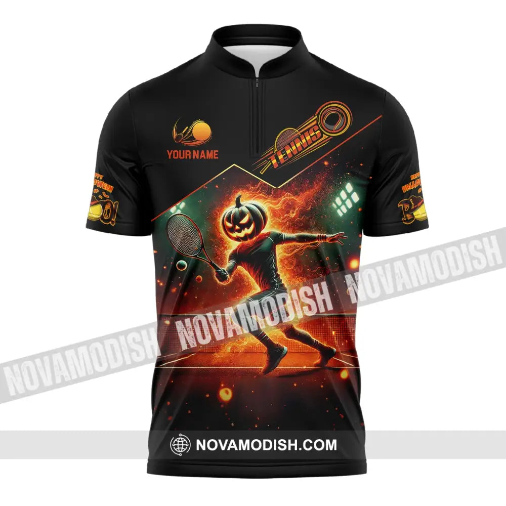 Unisex Shirt - Custom Name Tennis Halloween Zipper Polo / S T-Shirt