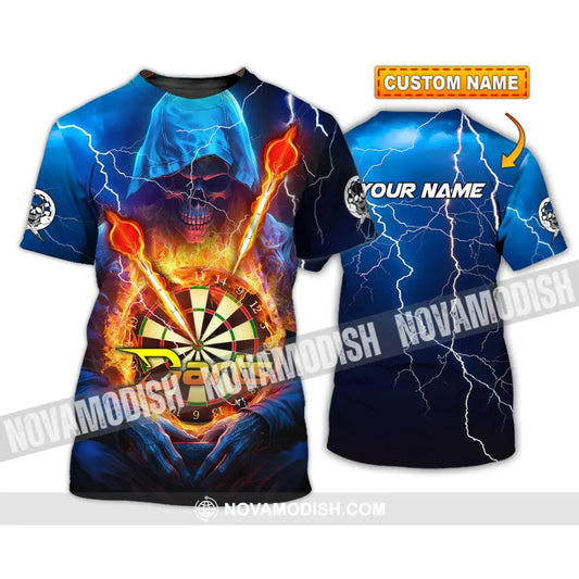 Unisex Shirt - Custom Name The Skull Darts Sport Shirt Fire And Ice Darts T-shirt