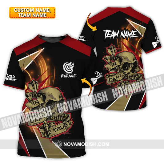 Unisex Shirt - Custom Name The Skull Darts Sport Shirt In Darts We Trust T-shirt