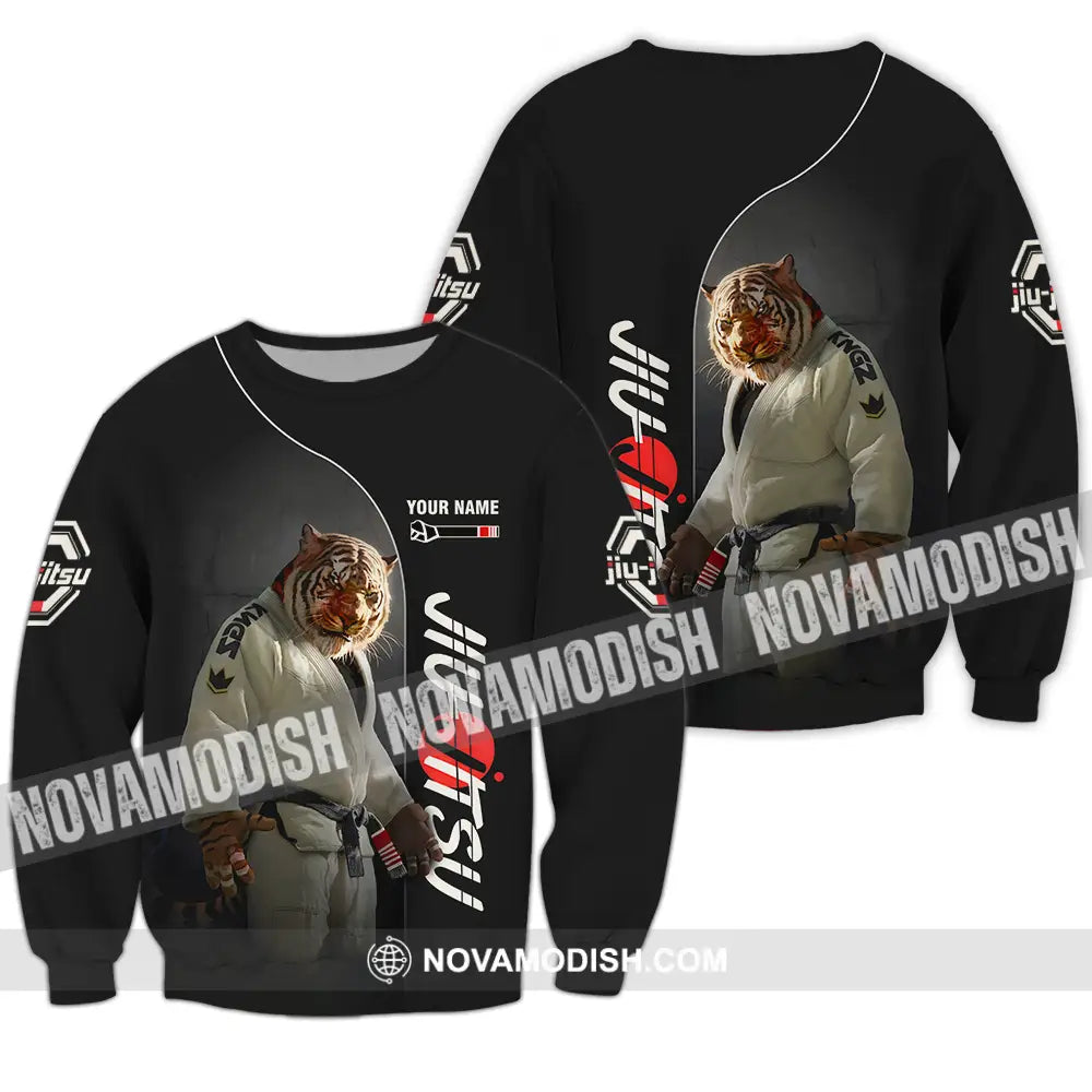 Unisex Shirt - Custom Name Tiger Jiu Jitsu Shirt Long Sleeve / S T-shirt