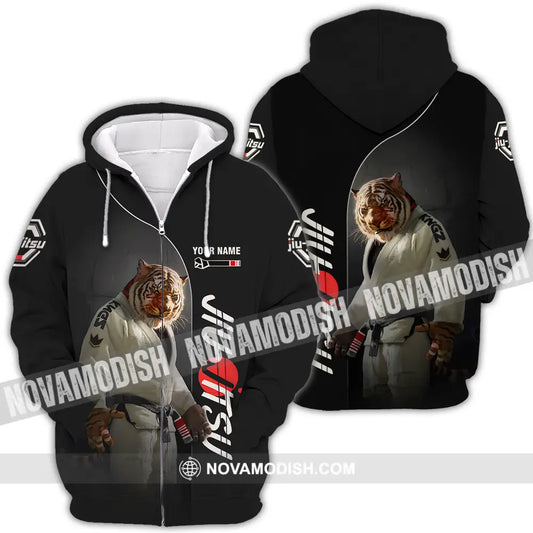 Unisex Shirt - Custom Name Tiger Jiu Jitsu Shirt Zipper Hoodie / S T-shirt