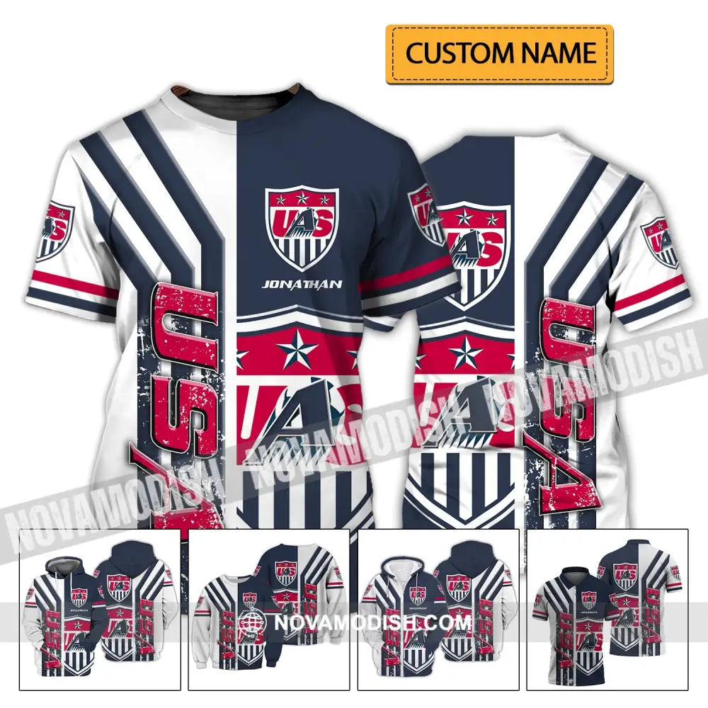 Unisex Shirt - Custom Name Shirt - USA Three Stars T-shirt