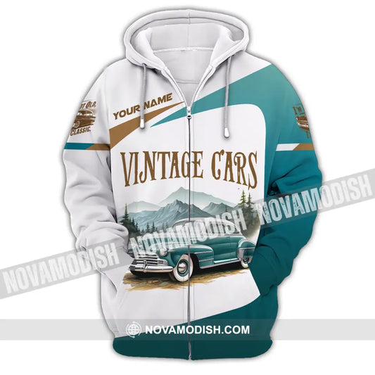 Unisex Shirt Custom Name Vintage Car Polo Long Sleeve Gift For Lover Zipper Hoodie / S T-Shirt