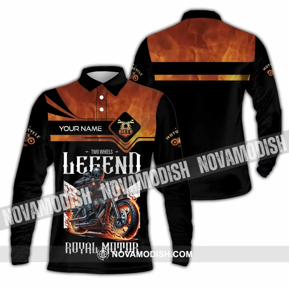 Unisex Shirt Custom Name Vintage Motorbike Love T-Shirt Long Sleeve Polo / S T-Shirt