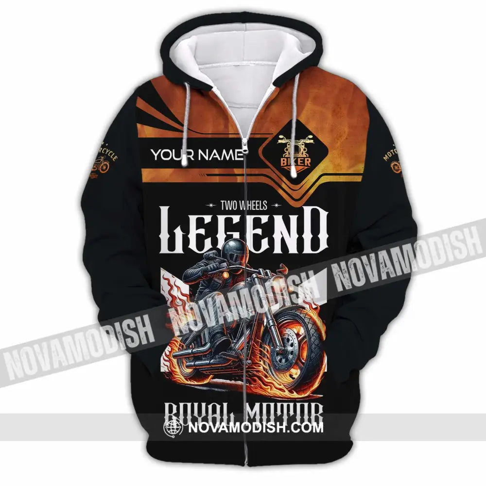 Unisex Shirt Custom Name Vintage Motorbike Love T-Shirt Zipper Hoodie / S T-Shirt