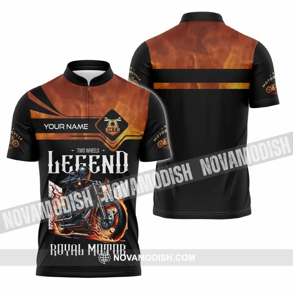 Unisex Shirt Custom Name Vintage Motorbike Love T-Shirt Zipper Polo / S T-Shirt