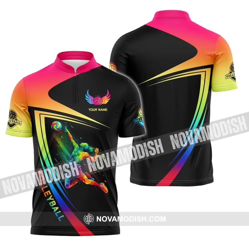 Unisex Shirt Custom Name Volleyball Club T-Shirt Gift For Players Zipper Polo / S