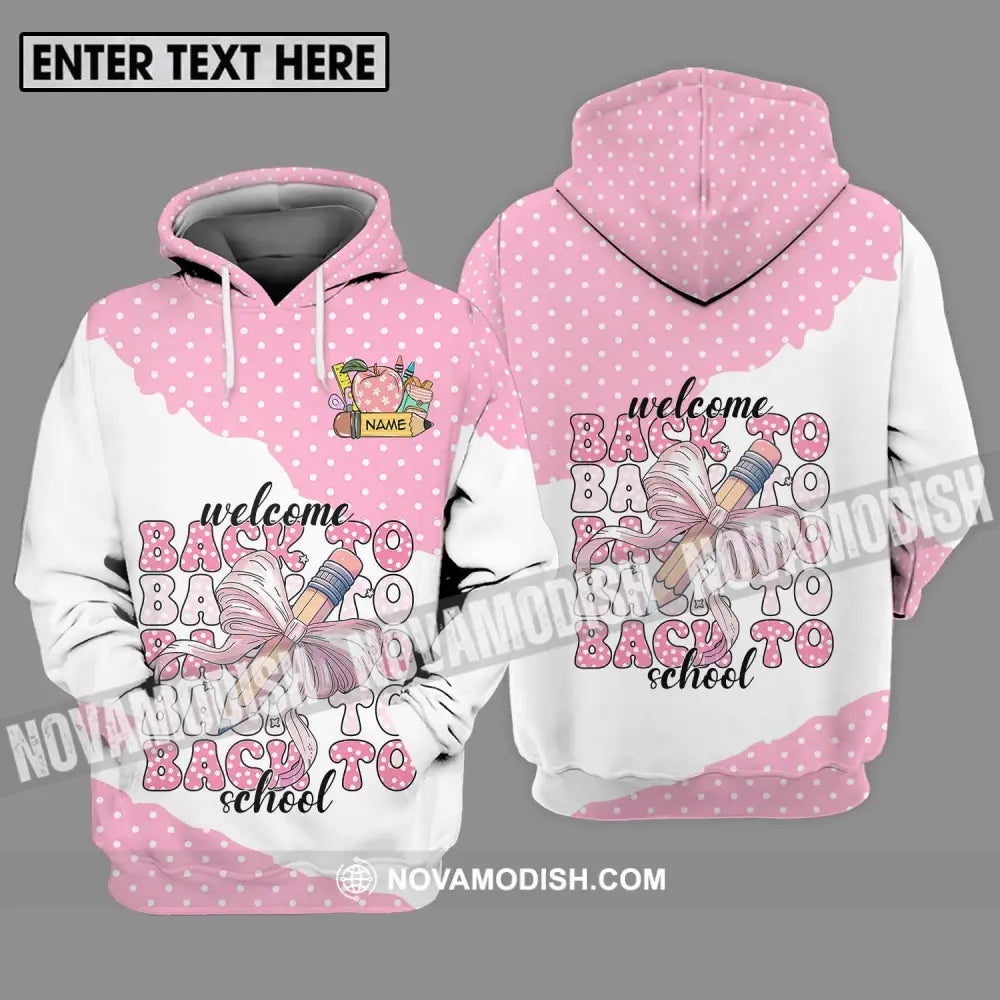 Unisex Shirt - Custom Name Shirt Welcome Back To School White Pink Hoodie / S T-shirt