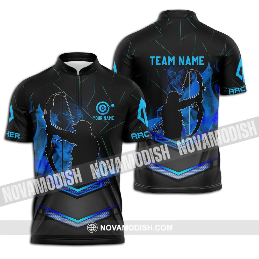 Unisex Shirt - Custom Names Archery Shirt Combat Zipper Polo Shirt / S T-shirt