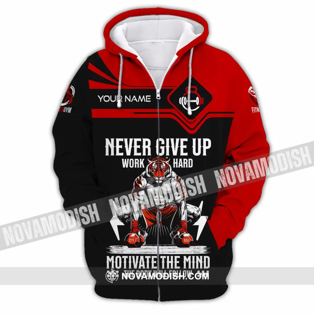 Unisex Shirt - Custom Never Give Up Work Hard Shirt Zipper Hoodie / S T-shirt