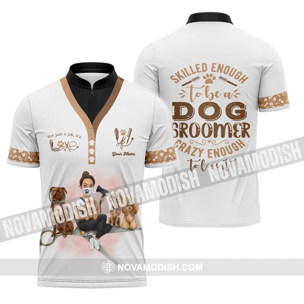 Unisex Shirt - Custom Not Just A Job It’s Love Groomer Shirt Zipper Polo Shirt / S T-shirt