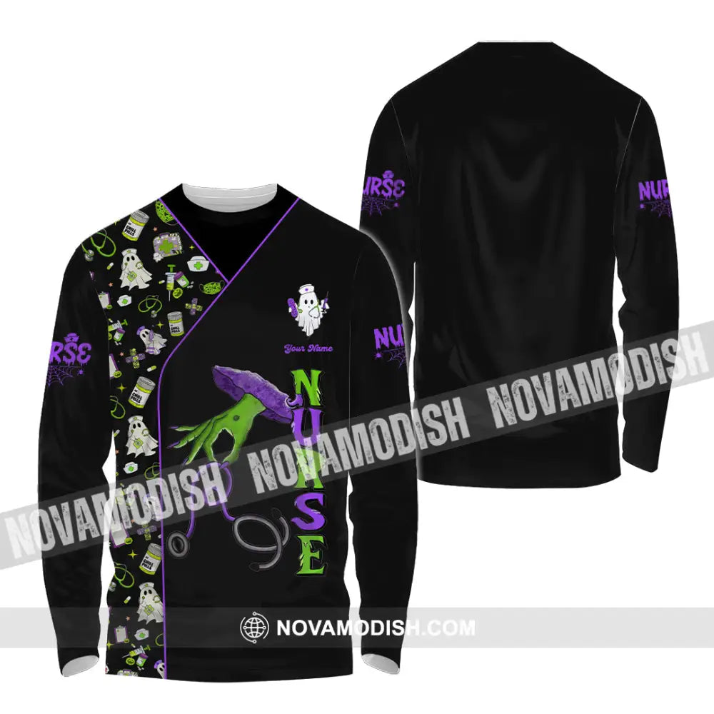 Unisex Shirt - Custom Nurse Halloween Shirt Long Sleeve Shirt / S T-shirt