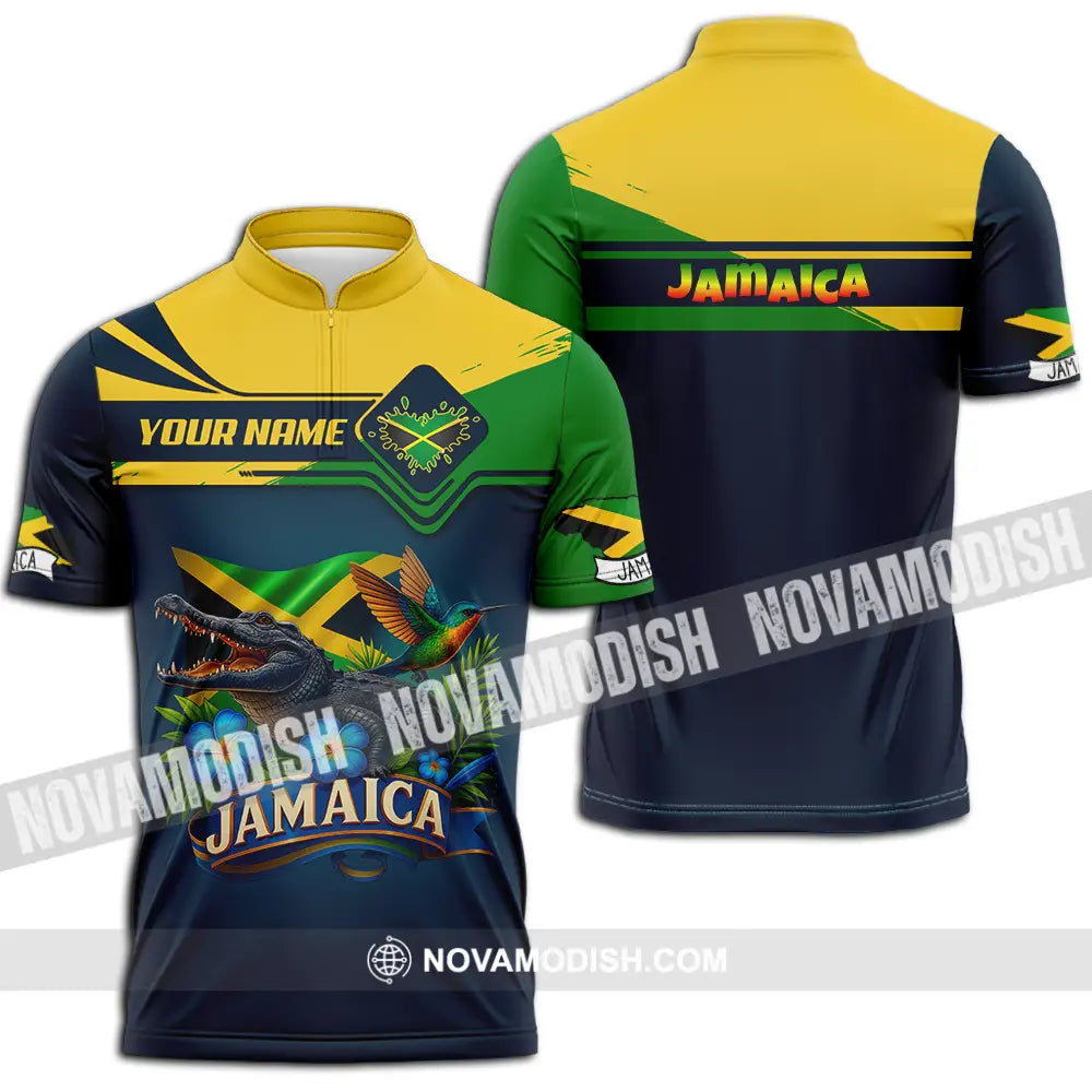 Unisex Shirt - Custom One Love Jamaica Shirt Zipper Polo Shirt / S T-shirt