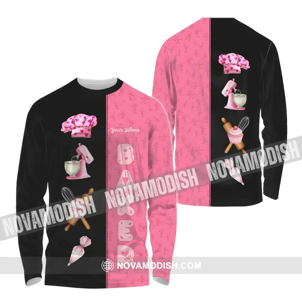 Unisex Shirt - Custom Pink Baker Shirt Long Sleeve Shirt / S T-shirt