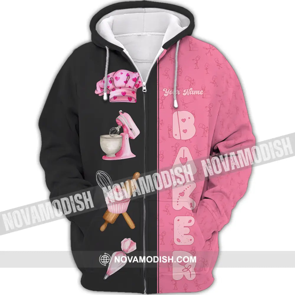 Unisex Shirt - Custom Pink Baker Shirt Zipper Hoodie / S T-shirt