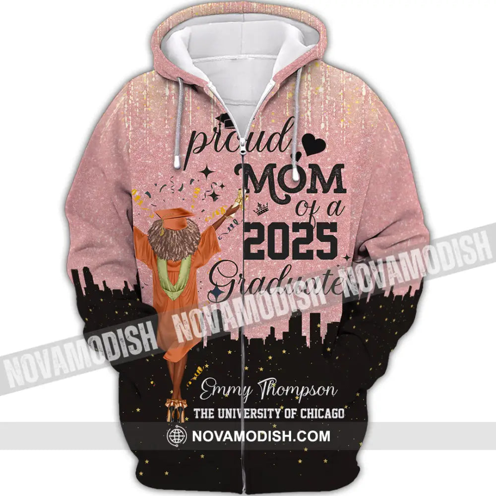 Unisex Shirt - Custom Shirt Proud Mom Of A 2025 Graduate Zipper Hoodie / S T-shirt