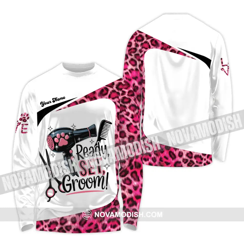 Unisex Shirt - Custom Ready Set Groomer Shirt Long Sleeve Shirt / S T-shirt