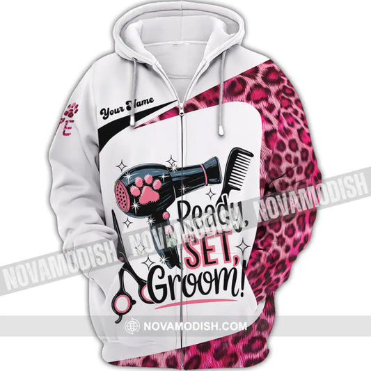 Unisex Shirt - Custom Ready Set Groomer Shirt Zipper Hoodie / S T-shirt