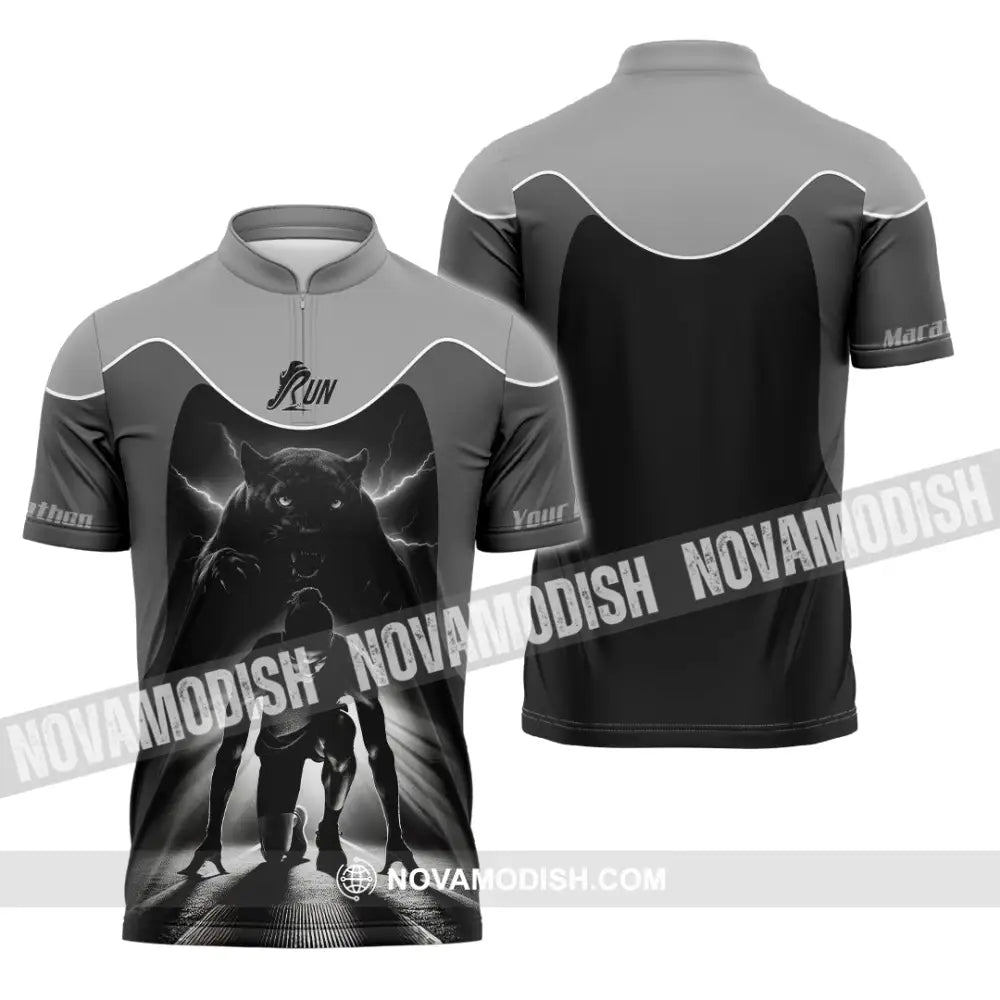 Unisex Shirt - Custom Ready To Run Love Running Shirt Zipper Polo Shirt / S T-shirt