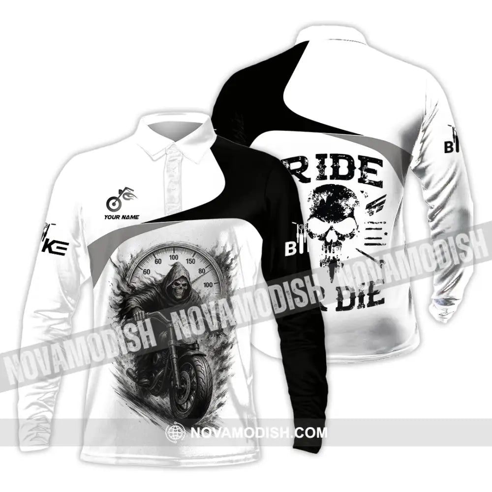 Unisex Shirt - Custom Ride Or Die Rider Shirt Long Sleeve Polo / S T-shirt