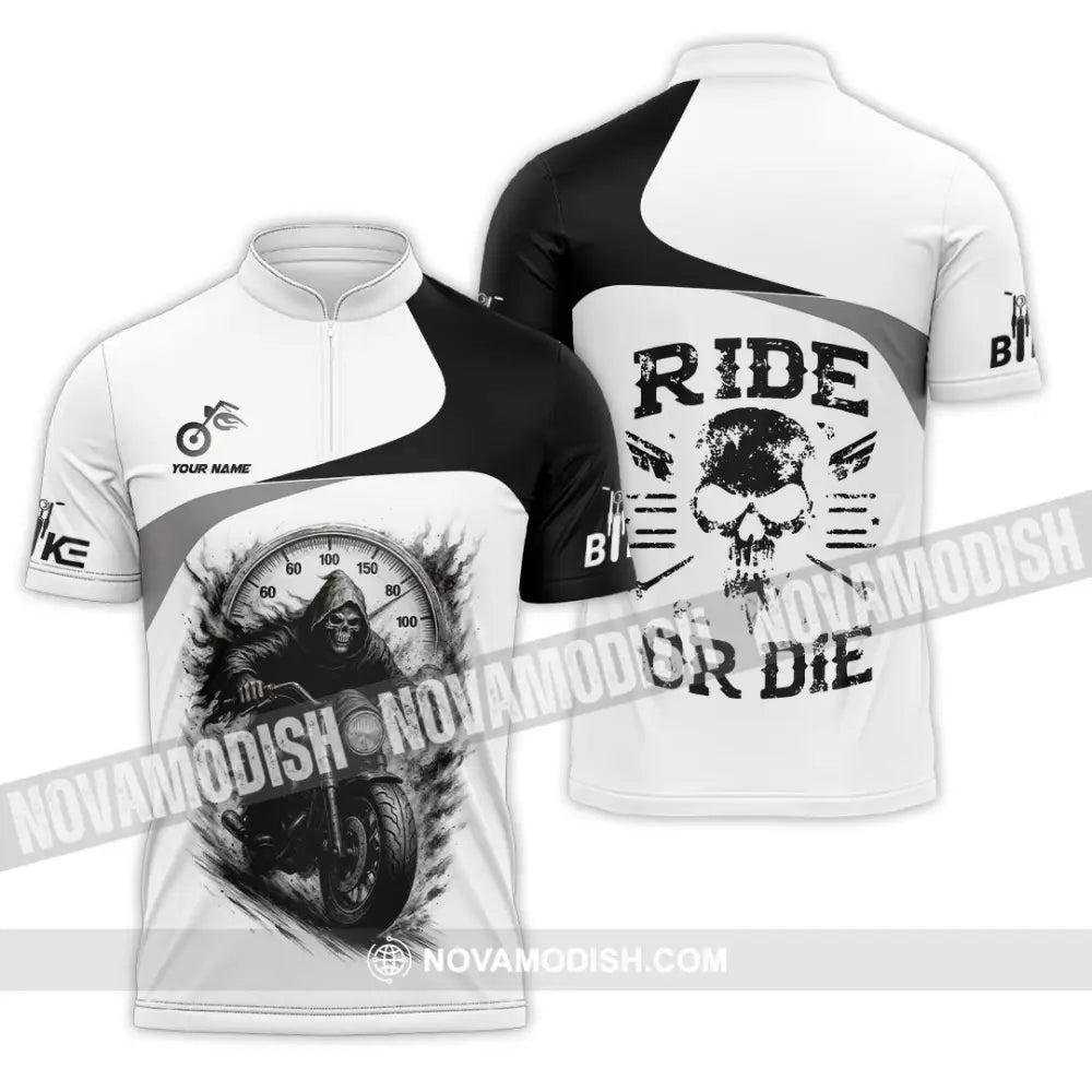 Unisex Shirt - Custom Ride Or Die Rider Shirt Zipper Polo Shirt / S T-shirt
