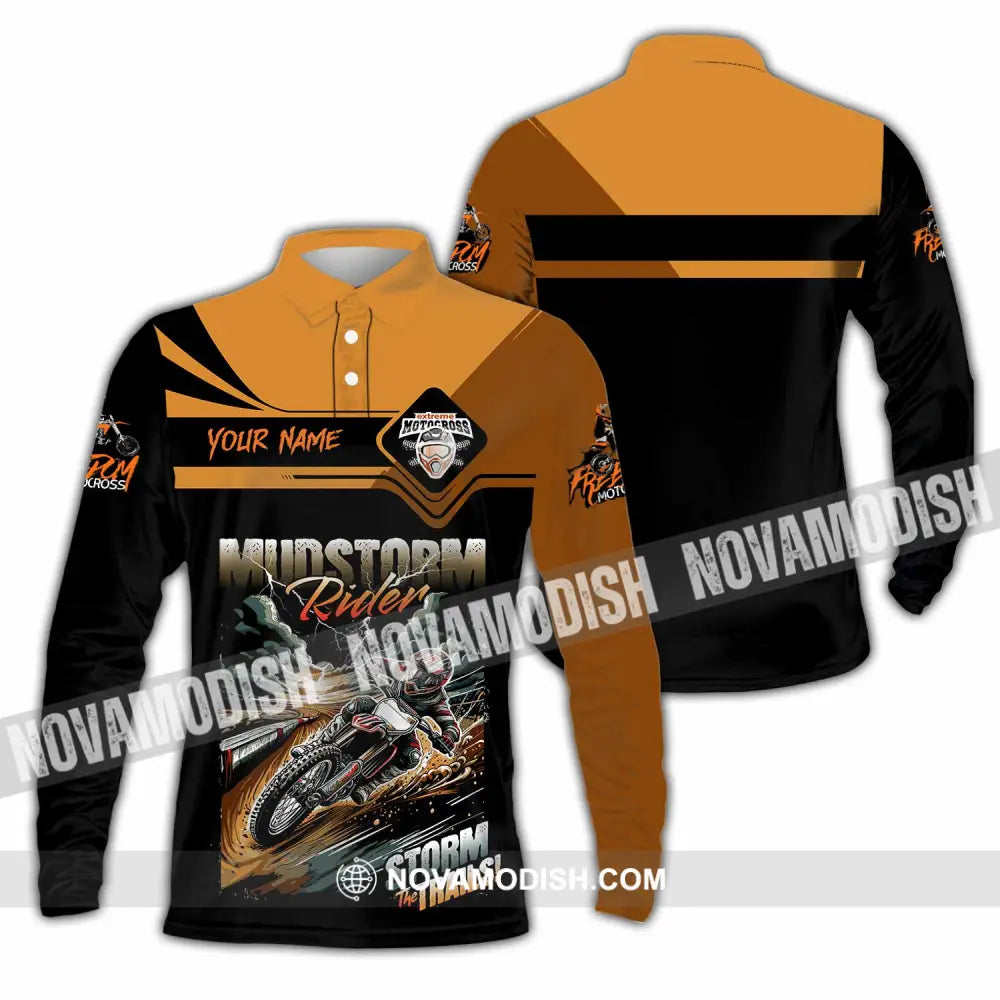 Unisex Shirt - Custom Rider Storm The Trails Sport Shirt Long Sleeve Polo / S T-shirt