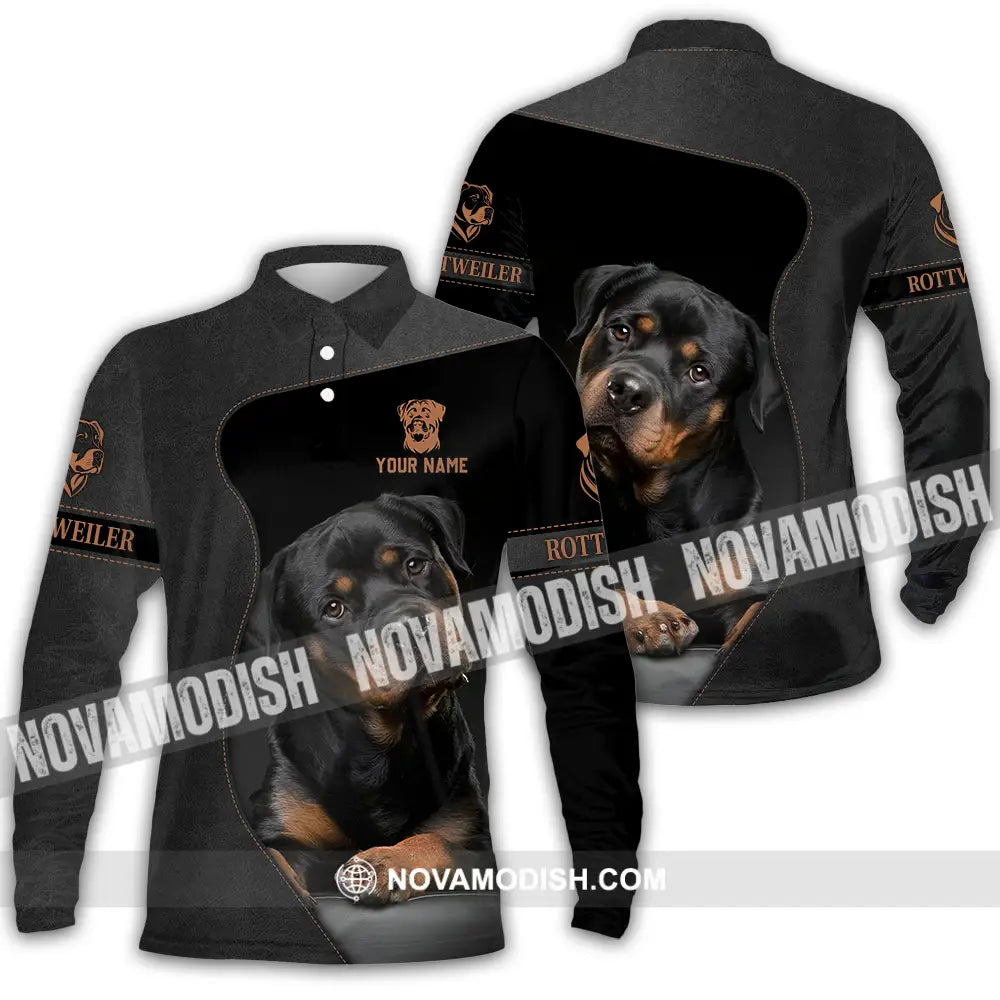 Unisex Shirt - Custom Rottweiler Dog Lover Shirt Long Sleeve Polo / S T-shirt