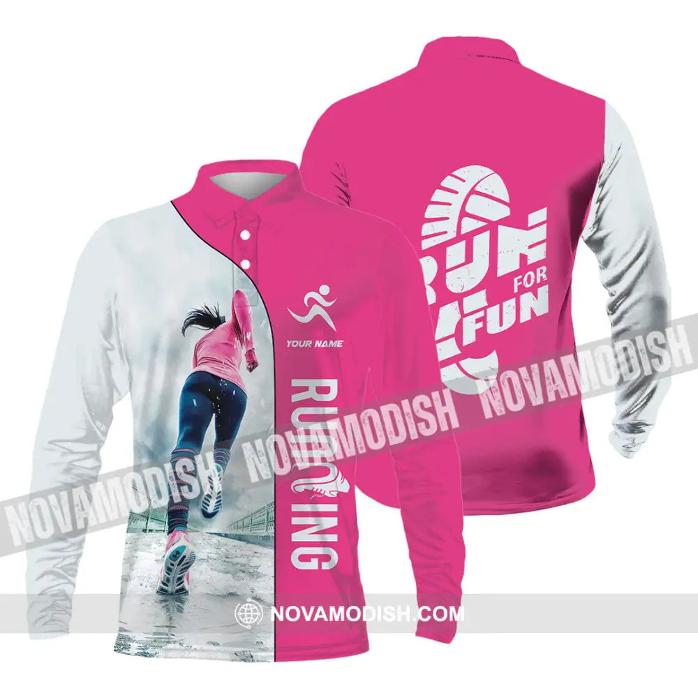 Unisex Shirt - Custom Run For Fun Running Lover Sport Shirt Long Sleeve Polo / S T-shirt