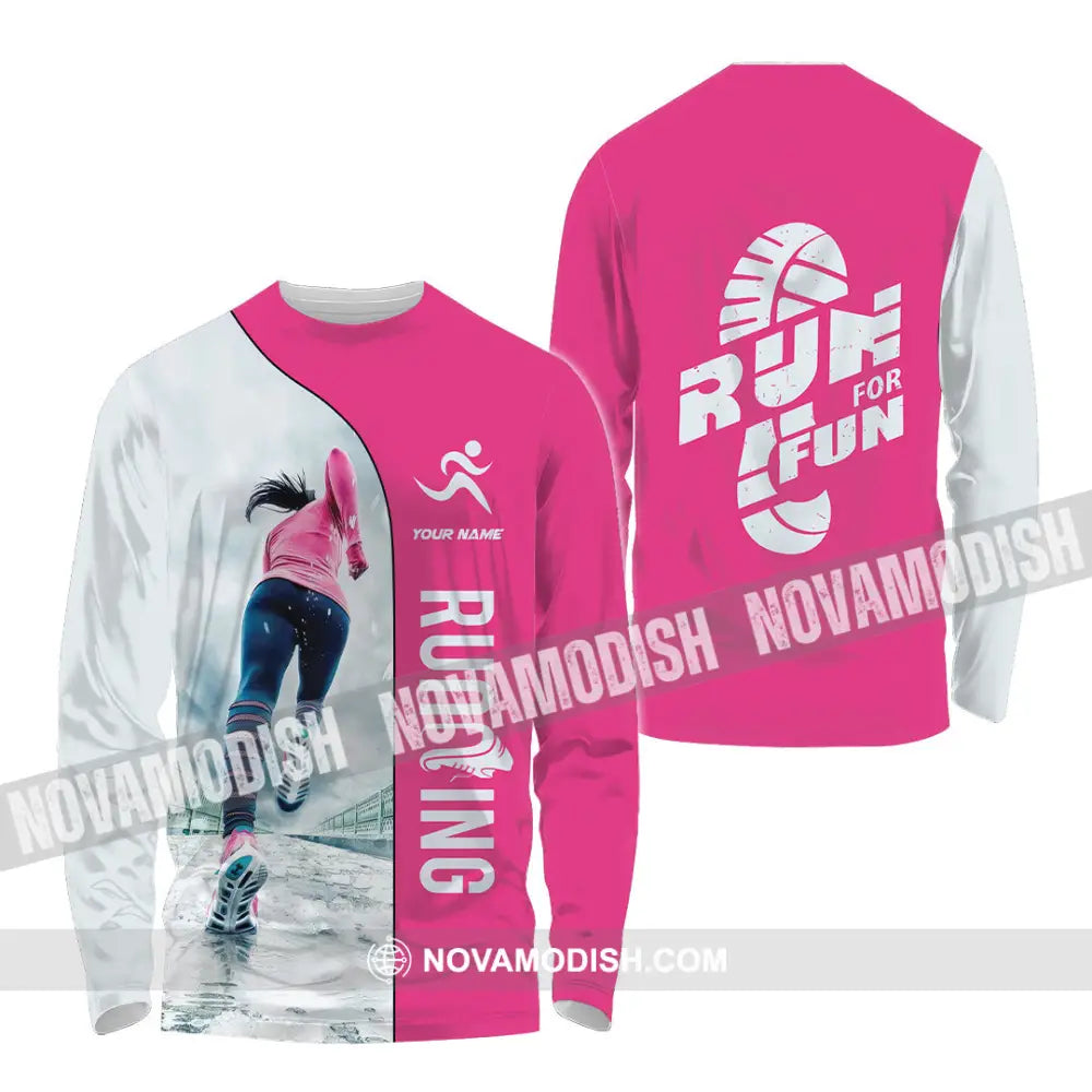 Unisex Shirt - Custom Run For Fun Running Lover Sport Shirt Long Sleeve Shirt / S T-shirt