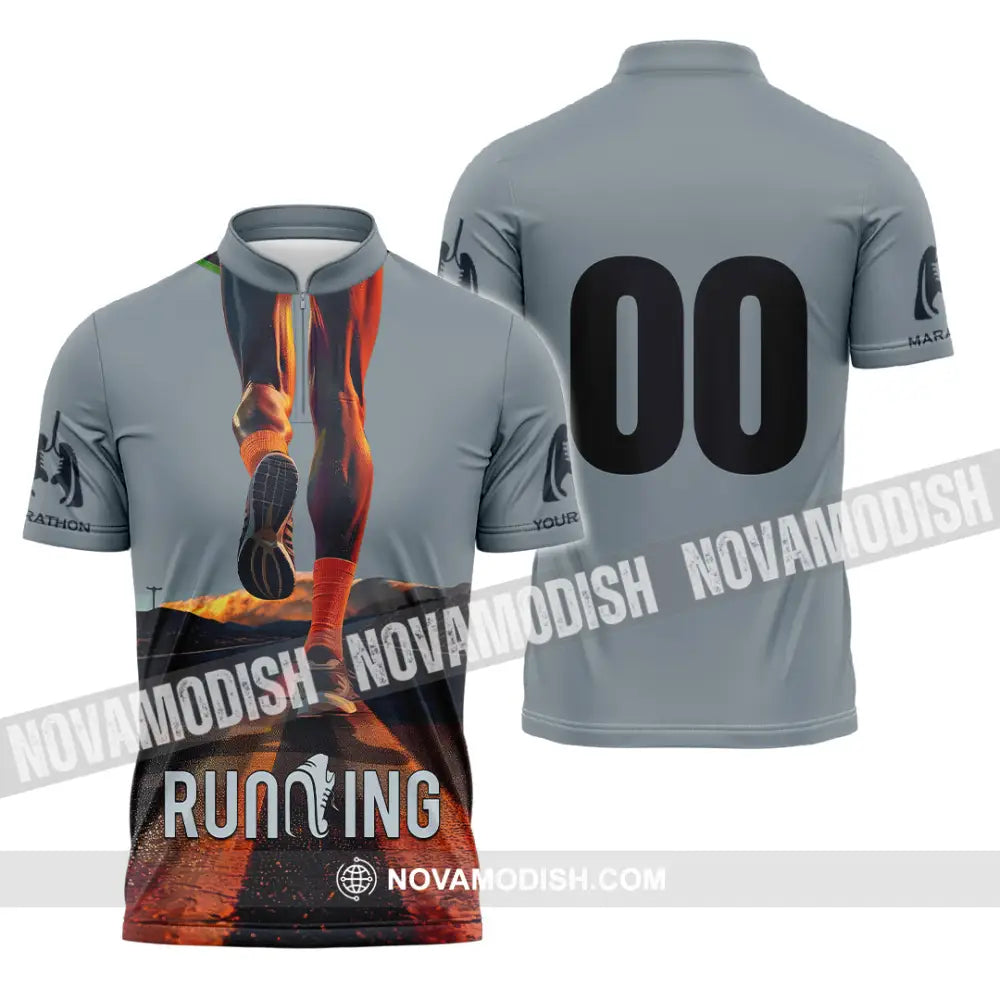 Unisex Shirt - Custom Run For Fun Running Lover Sport Shirt Zipper Polo Shirt / S T-shirt