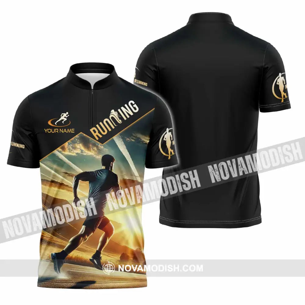 Unisex Shirt - Custom Running Shirt Zipper Polo Shirt / S T-shirt