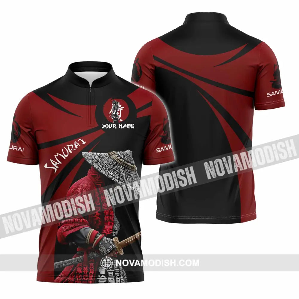 Unisex Shirt - Custom Samurai Design Shirt Zipper Polo Shirt / S T-shirt