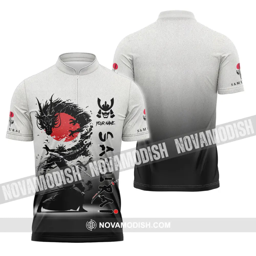 Unisex Shirt - Custom Samurai Shirt Zipper Polo Shirt / S T-shirt