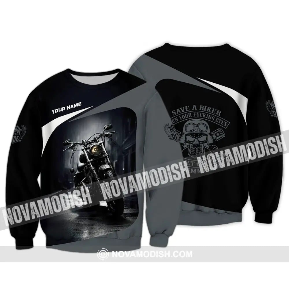 Unisex Shirt - Custom Save A Biker Open Your Fucking Eyes And Get Off Your Phone Shirt Long Sleeve / S T-shirt