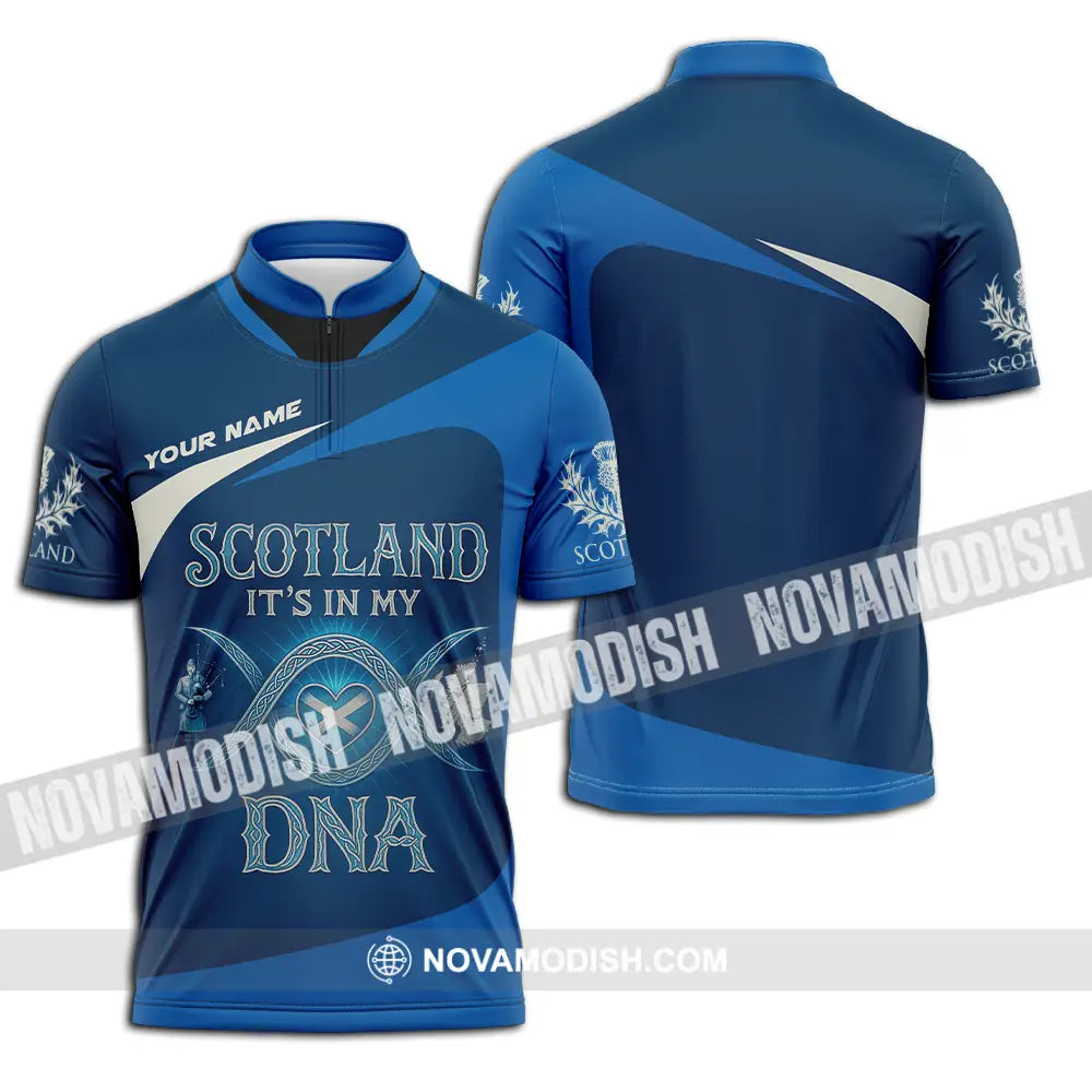 Unisex Shirt - Custom Scotland It’s In My DNA Shirt Zipper Polo Shirt / S T-shirt