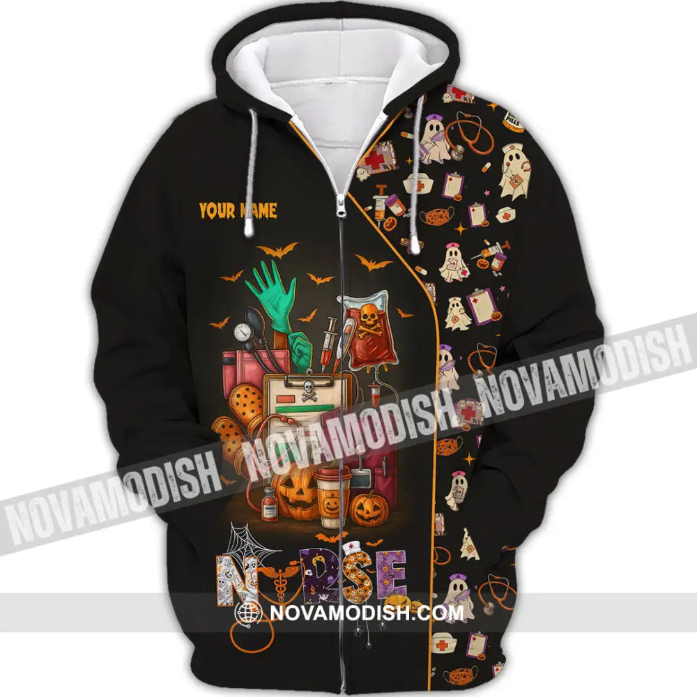Unisex Shirt - Custom Scrubstar Fright Friends Nurse Halloween Shirt Zipper Hoodie / S T-shirt