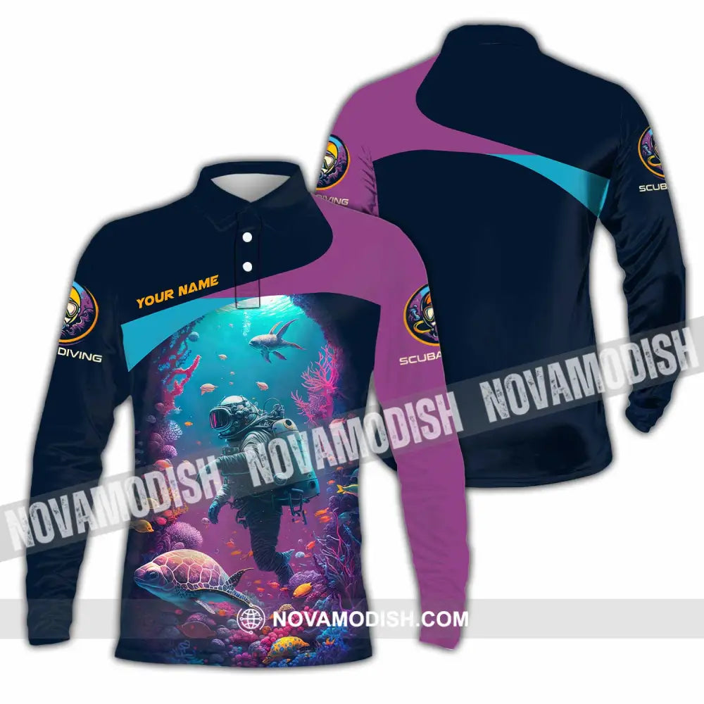 Unisex Shirt - Custom Scuba Diving Shirt Long Sleeve Polo / S T-shirt