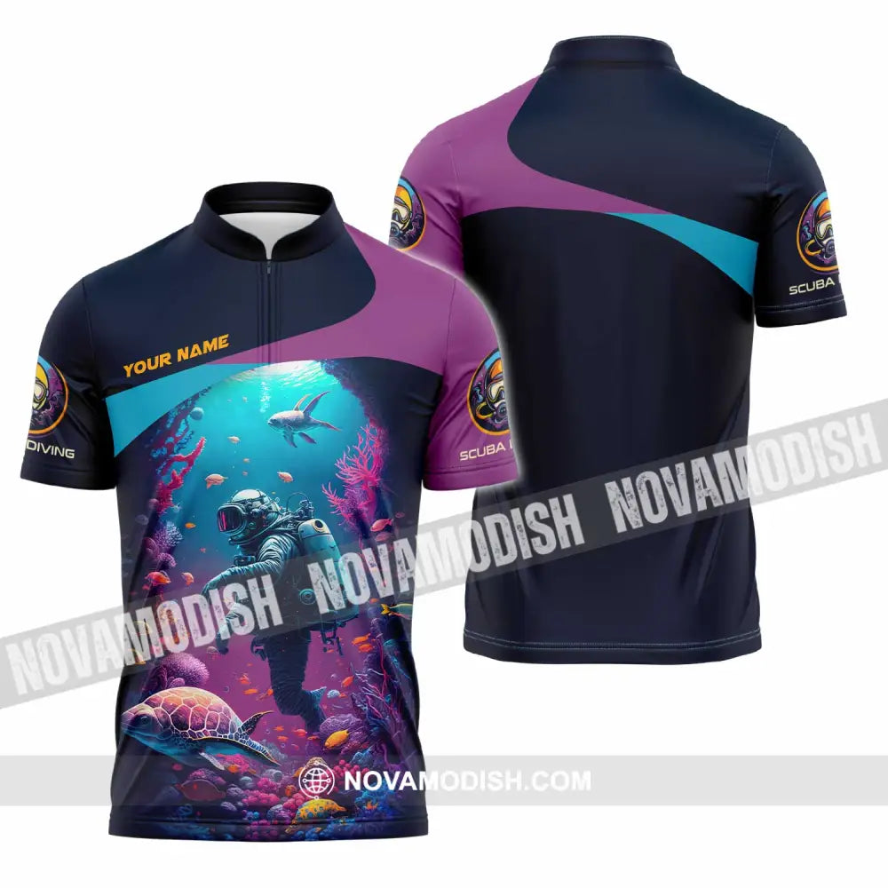 Unisex Shirt - Custom Scuba Diving Shirt Zipper Polo Shirt / S T-shirt
