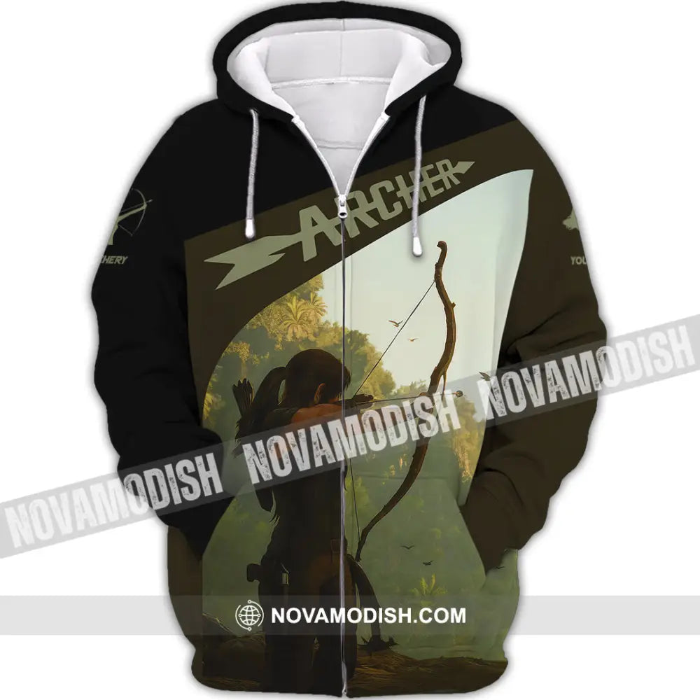 Unisex Shirt - Custom Shooting Archery Player Shirt Zipper Hoodie / S T-shirt