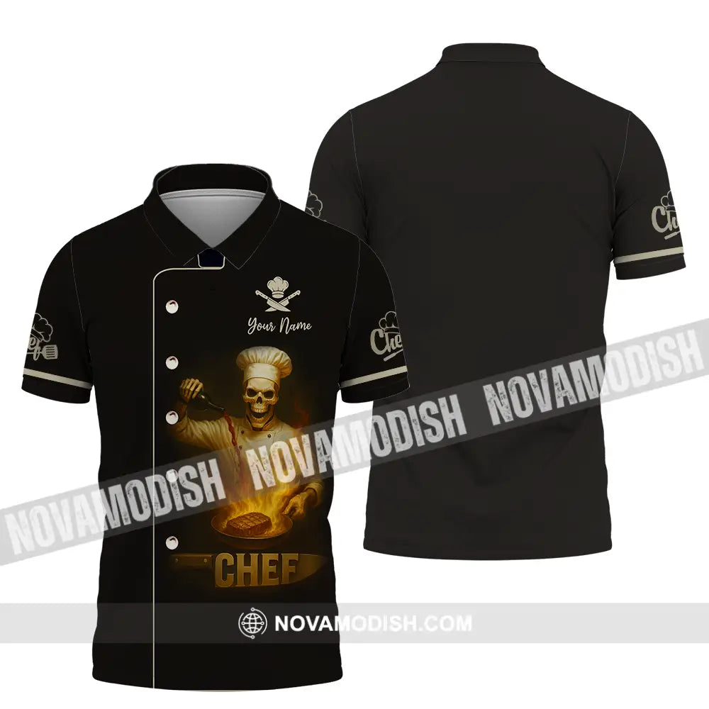 Unisex Shirt - Custom Skeleton Chef Shirt Polo Shirt / S T-shirt