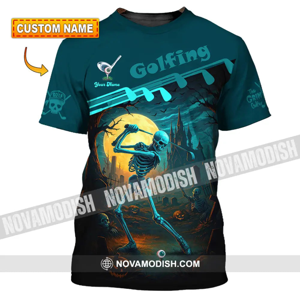 Unisex Shirt - Custom Skeleton Golfing Golf Player Shirt T-shirt