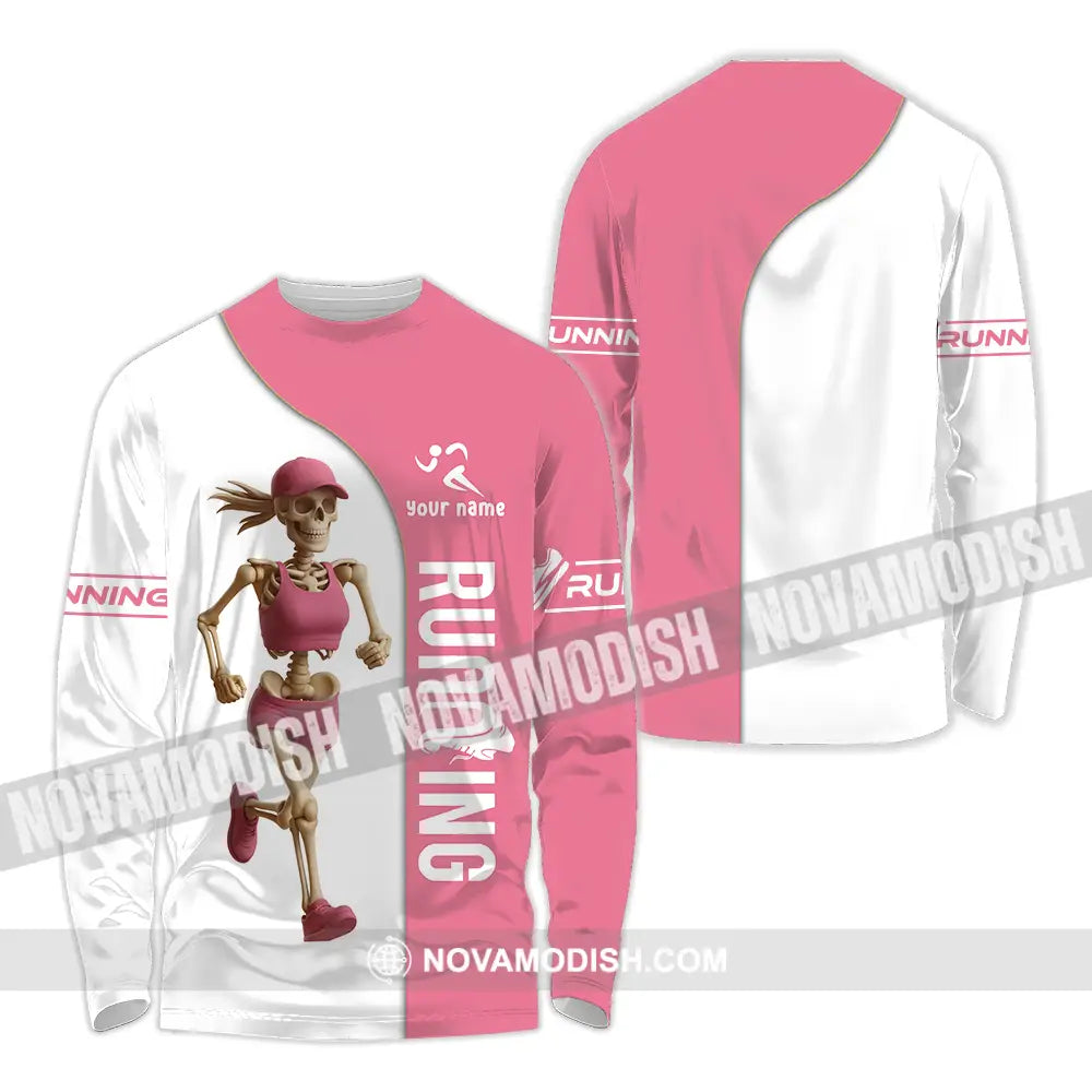 Unisex Shirt - Custom Skeleton Running Shirt Long Sleeve Shirt / S T-shirt